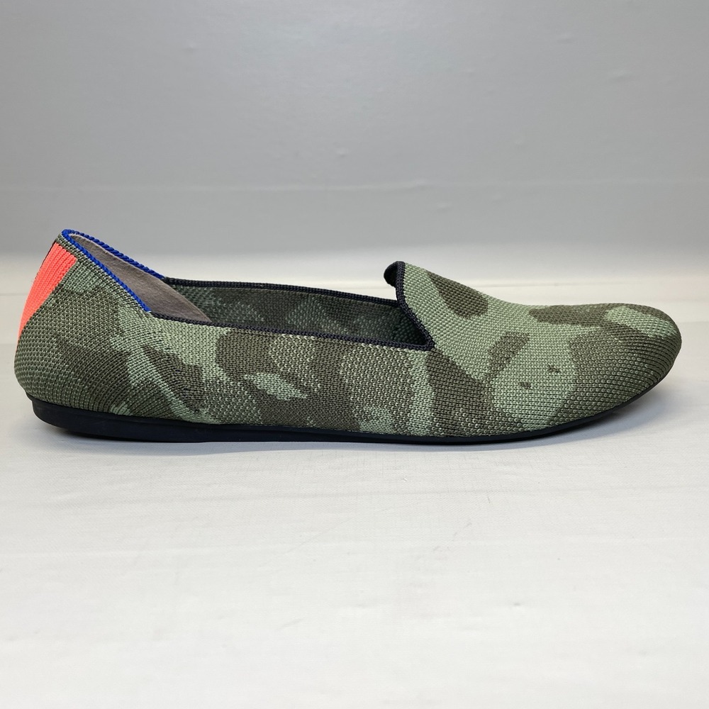 Rothy's The Loafer Shoes Womens Size 7.5 Green Camo Knit Slip On Casual Flats